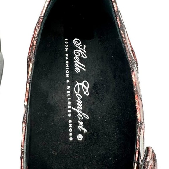 HELLE COMFORT RED SNAKE PRINT BLOCK HEEL LOAFERS SIZE 6.5-7 - Picture 6 of 7